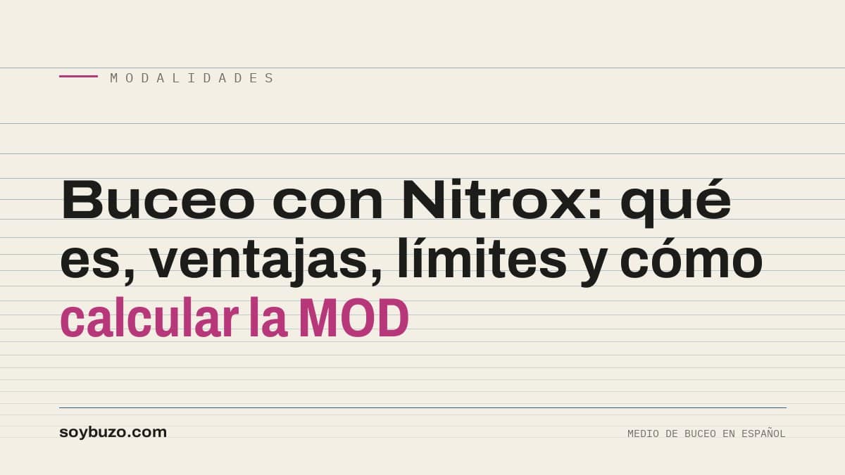 Buceador analizando una botella de Nitrox EAN32 con un analizador de oxígeno junto a la etiqueta de MOD