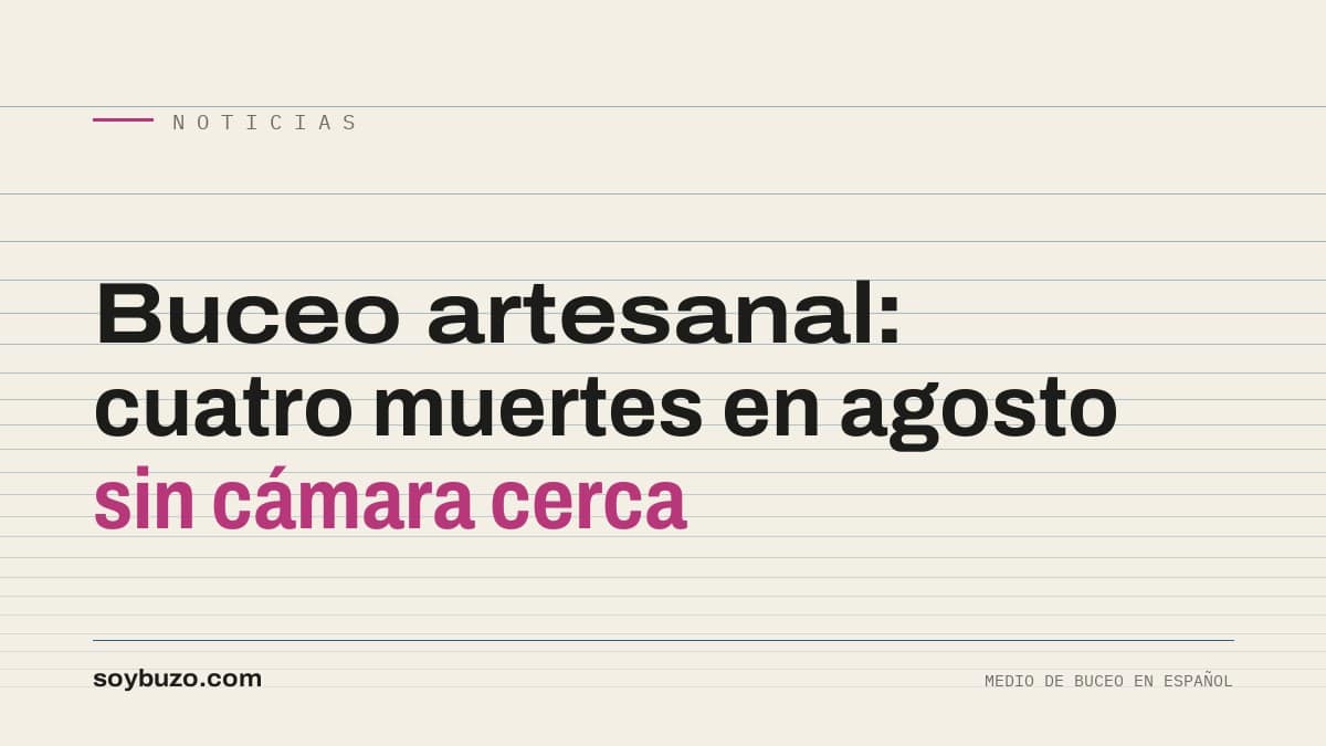 Pescador artesanal con compresor y manguera de aire preparándose para bucear desde una lancha