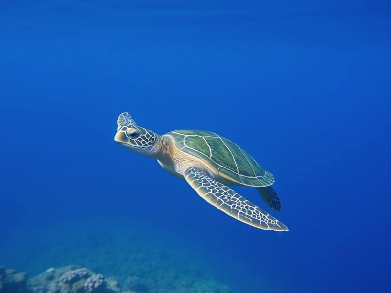 Tortuga verde sobre el arrecife