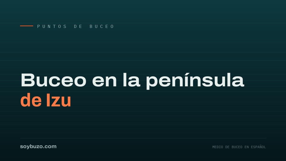 Portada de soybuzo.com con el título «Buceo en la península de Izu»